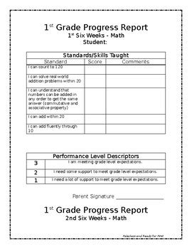 math intervention progress report template